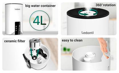 Wifi Control Humidifiers for Bedroom Dual Mist (Cool & Warm) ! Humidifier 4L