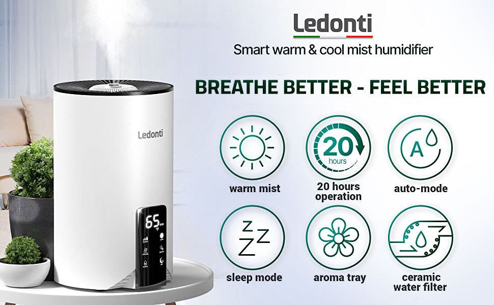 Wifi Control Humidifiers for Bedroom Dual Mist (Cool & Warm) ! Humidifier 4L